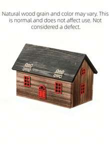 1PC Wooden Retro House Shape Tissue Box Cover Napkin Holder Organizer Vintage Decorative Storage Container For Living Room Bedroom Hotel Office Tabletop Home Decor Rustic Farmhouse Style Gift - Multicolor - View 10