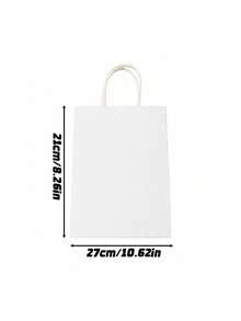 Simple Kraft Paper Bags, Portable Takeaway Carry Bags, Colorful Square Gift Bags In Assorted Candy Shades - 20Pcs white - View 8