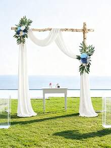 2Pcs Artificial Wedding Arch Flowers Set, Faux Floral Corner Decor For Welcome Sign Party Banner, Birthday Banquet Event Backdrop Greenery Supply - Multicolor - View 2
