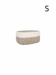 Cirelle 1pc Minimalist Woven Storage Basket, Bohemian Geometric Rattan Container, Suitable For Home And Garden Decor, Desktop Storage, Bathroom And Cosmetic Storage, Natural Wooden Plant Stand, Bohemian Rope Woven Small Item Basket - Grey - View 12