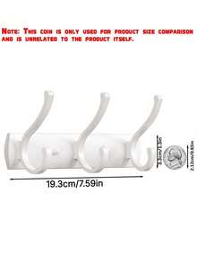 1/2/3Pcs Cream White Three Hook Wall Mounted Clothes Hanger Heavy Duty Strong Load Bearing Door Back Coat Rack Entryway Hallway Garment Hook Organizer Wall Hanging Storage Hook For Home Entry Interior Decoration Closet Accessory - Multicolor - View 3