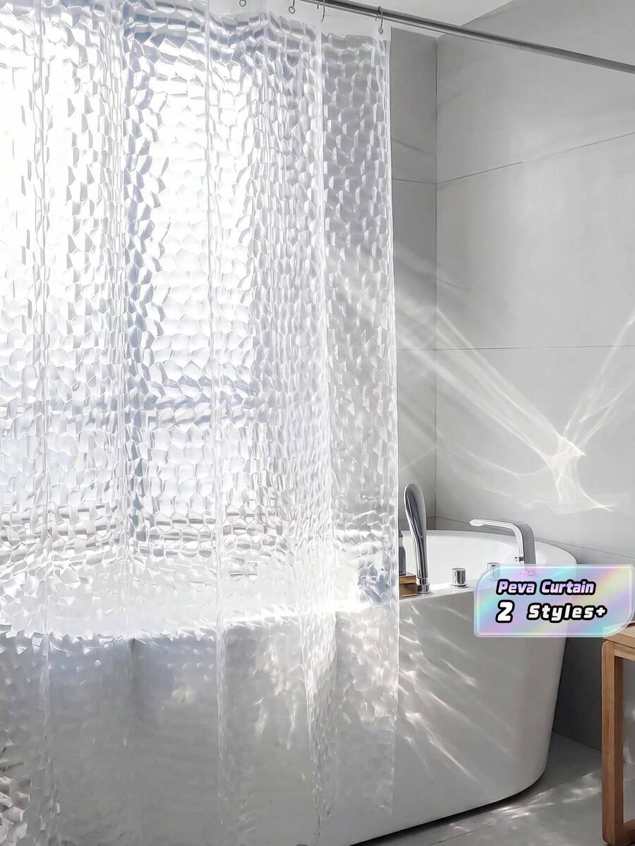 Clear Shower Curtain, Thicken Buttonhole Partition Curtain For Bathroom Home Bathroom Decor Fall Decor Bathroom Accessories Back To School