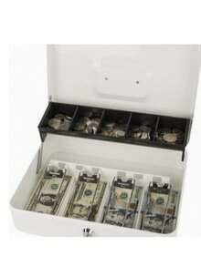Large Capacity Secure Cash Box With Safety Spring Clip Lock - Heavy Duty Metal Structure, Includes Removable Coin Tray And Cash Organizer. - multicolor - View 9