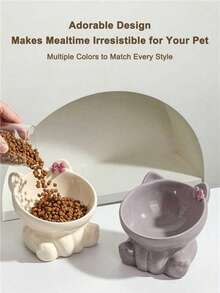 PETSIN Cat Bowl Ceramic Cat Food Bowl Cat Rice Bowl Pet Bowl Cute Cat Rice Bowl Pet Supplies - Multicolor - View 8