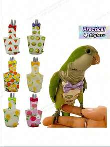 1/6 buah Popok Burung Beo yang Dapat Digunakan Kembali dan Dicuci, Motif Buah Lucu, Tahan Air, Bagian Dalam Lembut, Pakaian Terbang Burung untuk Burung Parkit, Kakatua, Lovebird, dan Burung Peliharaan Kecil Lainnya - MultiWarna - View 1