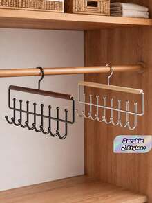 2Pcs Modern Wall Mounted Metal Storage Organizer W/ 8 Hooks For Hats Towels Straps Bedroom Bathroom - Multicolor - View 1