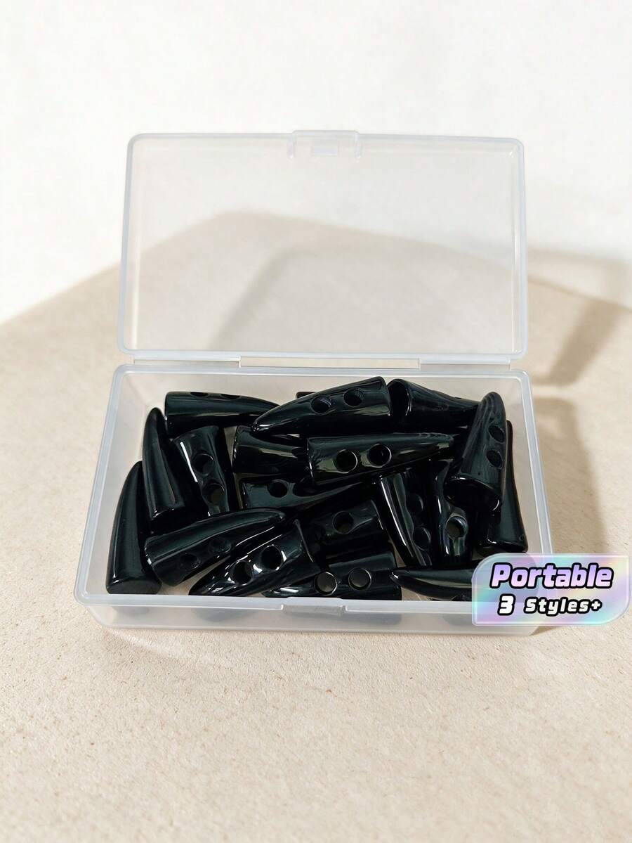 Triangular Black Pattern Ox Horn Toggle Buttons, Pointed Horn Garment Buttons, Retro Accessories For Overcoats, Sweaters And Handmade Sewing Projects - multicolor - View 1
