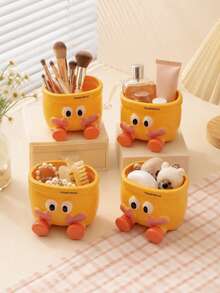Zazumi Rounded Yellow Pouch Shape Home Accent Organizer Raised Eye Details And Coral Orange Feet For Cream-Style Desk Styling Creating Warm Interior Accent For Lifestyle Users - Multicolor - View 6