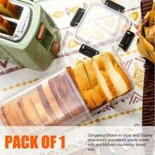 1pc Sealed Bread Box - Transparent Plastic Food Storage Container With Divider, Reusable Rectangular Meal Prep Container, Essential For Kitchen Organization, Clear Design - Multicolor - View 9