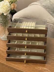 奢華珠寶收納盒，適用耳環、戒指、項鍊、手鍊，桌面珠寶收納盒 - 彩色 - 查看 7