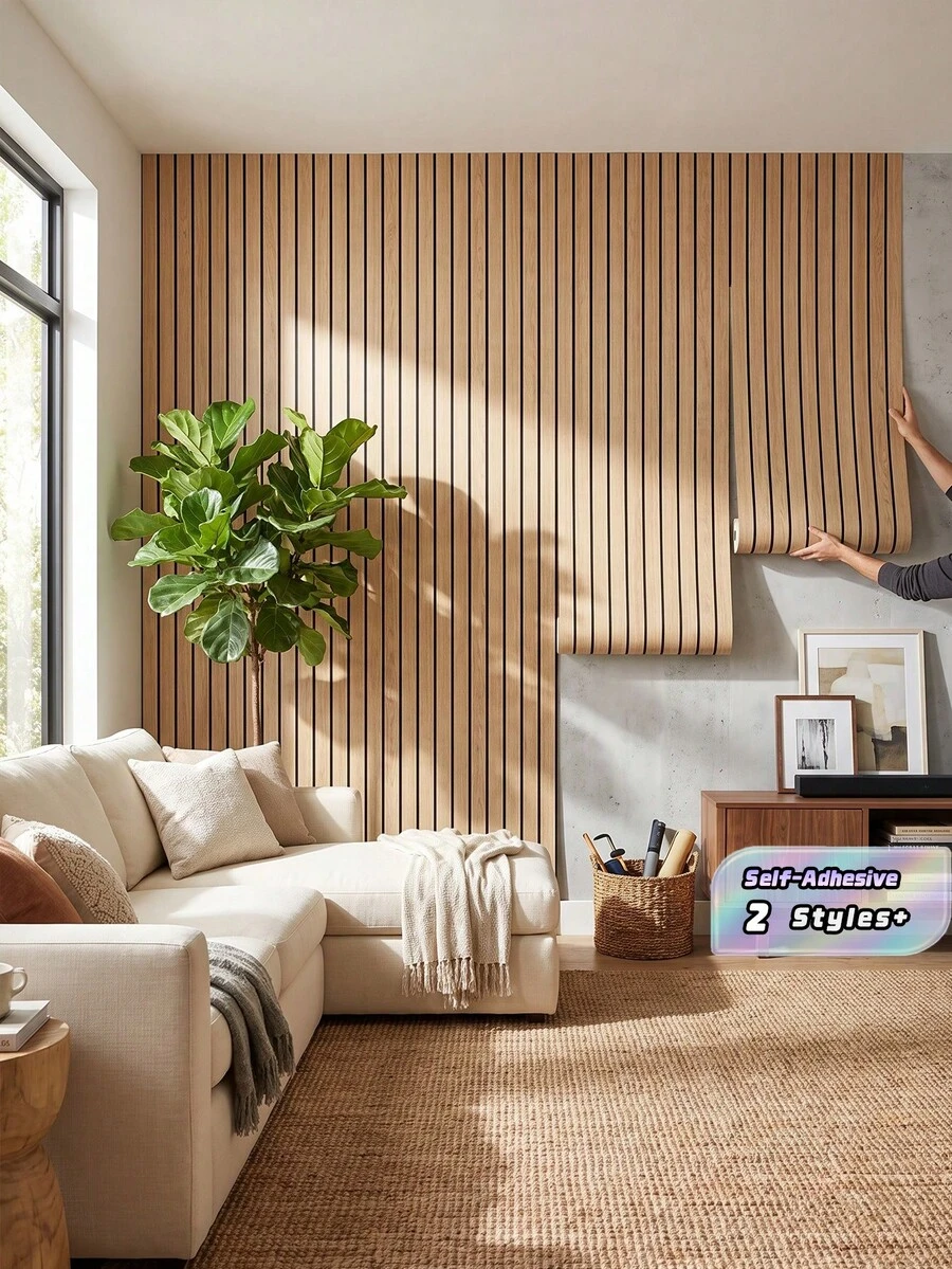 1 Roll Textured Vinyl 3D Wall Sticker - Waterproof Self-Adhesive Wallpaper. Natural Wood Grain, Easy To Clean And Remove, Suitable For DIY Home Decor, Ceiling, Partition And Curved Wall Sticker. Room Decor, Wall Decor, Bedroom Decor, Bathroom Decor, Living Room Decor, Kitchen Decor, Room Decoration, Living Room Decor, Home Decor, Wall Art Wallpaper.