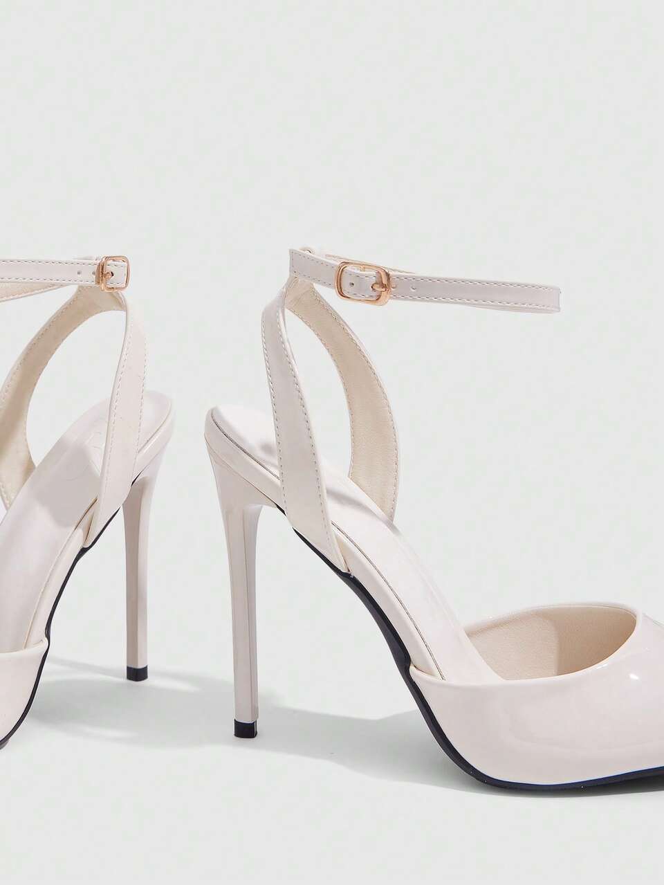 CUCCOO SZL Women's Pointed Toe White Glossy Slingback High Heel Pumps, Sexy Fashion Basic Minimalist Party Banquet Nightclub Outfit