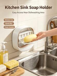 Punch-Free Wall-Mounted Soap Holder, Bathroom Drainage Storage Rack, Premium Cream Style Soap Box For Home Use, Storage Organizer - A - View 9
