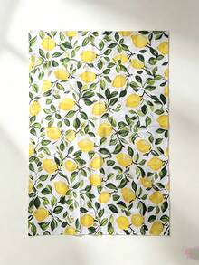 1PC POLYESTER EASY CLEAN MACHINE WASHABLE DURABLE BRIGHT YELLOW LEMON GREEN LEAF PATTERN TABLECLOTH FOR KITCHEN DINING PARTY PICNIC HOME OUTDOOR SUMMER GIFT - Multicolor - View 14