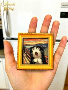 Muroi Mono 1 Refrigerator Tile, Vintage Art Wooden Mini Decorative Painting, Creative Home Kitchen Decoration, Artistic Gift. - View 2