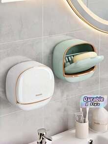 Punch-Free Wall-Mounted Soap Holder, Bathroom Drainage Storage Rack, Premium Cream Style Soap Box For Home Use, Storage Organizer - A - View 1