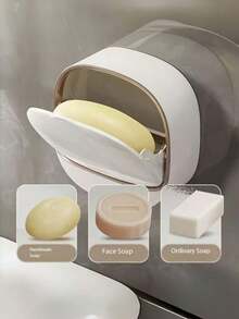 Punch-Free Wall-Mounted Soap Holder, Bathroom Drainage Storage Rack, Premium Cream Style Soap Box For Home Use, Storage Organizer - A - View 4