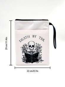 1PC Zipper Book Cover Skull Rose Print White Protective Portable Storage Pouch For Students Teachers Waterproof Dustproof Scratchproof Lightweight Anti Wrinkle School Office Travel Essential Gift - multicolor - View 6