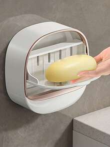 Punch-Free Wall-Mounted Soap Holder, Bathroom Drainage Storage Rack, Premium Cream Style Soap Box For Home Use, Storage Organizer - A - View 5