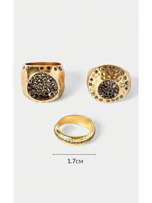 Noxbound Retro Old Money Wind Ring Three-Piece Set - Golden. - View 13