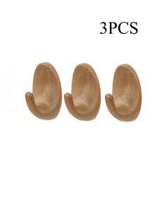 1Set Wood Grain Plastic Oval Self Adhesive Hooks No Drill Wall Mounted Strong Sticky Multi Purpose Hanger Rack For Kitchen Bedroom Bathroom Towel Robe Key Bag Coat Hat Umbrella Storage Organizer Decor - Multicolor - View 9