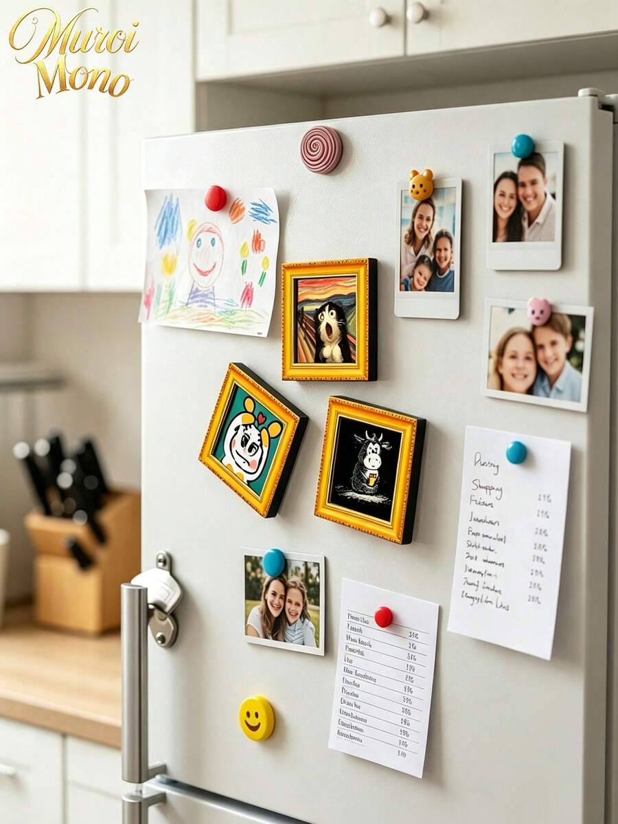 Muroi Mono 1 Refrigerator Tile, Vintage Art Wooden Mini Decorative Painting, Creative Home Kitchen Decoration, Artistic Gift. - View 1