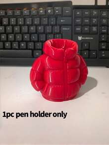 1PC Compact Plastic 3D Printed Down Jacket Style Creative Pen Holder Durable Lightweight Non Slip Scratch Resistant Easy Clean Desk Decoration Stationery Organizer For Office Home Study Room Gift For Friends Classmates Birthday Christmas Back - multicolor - View 8