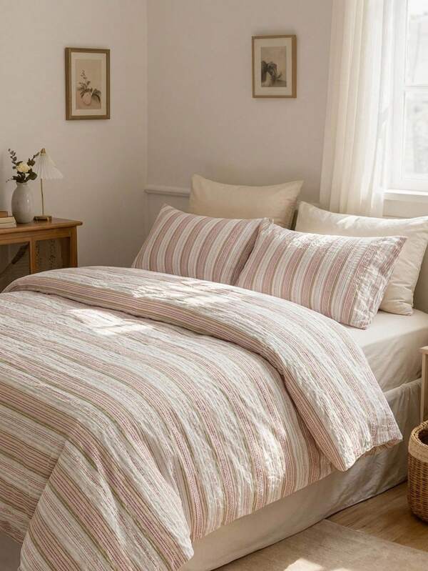 Cirelle 2/3 Pieces 100% Polyester Crinkle Bubble Gauze Texture Bedding Set, Soft And Skin-Friendly, All-Season Modern Polyester Bedding Collection, 1 Duvet Cover + 1/2 Pillowcases (No Comforter Included)