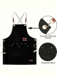 1pc Unisex Waterproof Apron With Pockets, Multi-Layer Canvas Material, Adjustable Design, Ideal For Chefs, Baristas And Servers - Multicolor - View 8