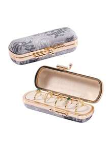1PC Portable Mini Travel Jewelry Box Compact Earring Storage Case Small Velvet Organizer Pouch For Necklace Ring Bracelet Home Office Travel Carry On Gift - Multicolor - View 13