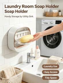 Punch-Free Wall-Mounted Soap Holder, Bathroom Drainage Storage Rack, Premium Cream Style Soap Box For Home Use, Storage Organizer - A - View 8