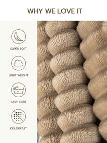 Cirelle Cozy Striped Fuzzy Plush Blanket, Soft Fluffy Rabbit Fur Texture Bed Throw, Warm Thick Wave Ribbed Blanket For Sofa Couch Bed, Home Decor Bedspread For All Seasons, Gift For Bedroom Living Room - Camel - View 4