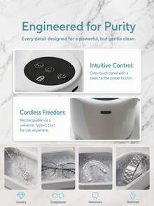 Teckwe Portable Ultrasonic Cleaner Machine, Multi‑Purpose Jewelry Cleaner For Rings Necklaces Watches Makeup Brushes Eyeglasses, Household Cleaning Device - Multicolor - View 4