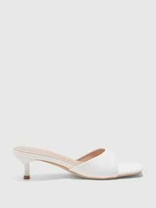 CUCCOO BIZCHIC Women Shoes Spring And Summer New Beige One-Piece Open-Toed Women's High-Heeled Sandals Slippers Simple, Fashionable And Comfortable Versatile Commute - PU white - View 2