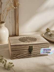 Hand Carved Wooden Tree Of Life Storage Box, Exquisite Engraved Keepsake Box, Wooden Jewelry Organizer Box, Flame Craft Finish, Unique Creative Gift For Men And Women - multicolor - View 1