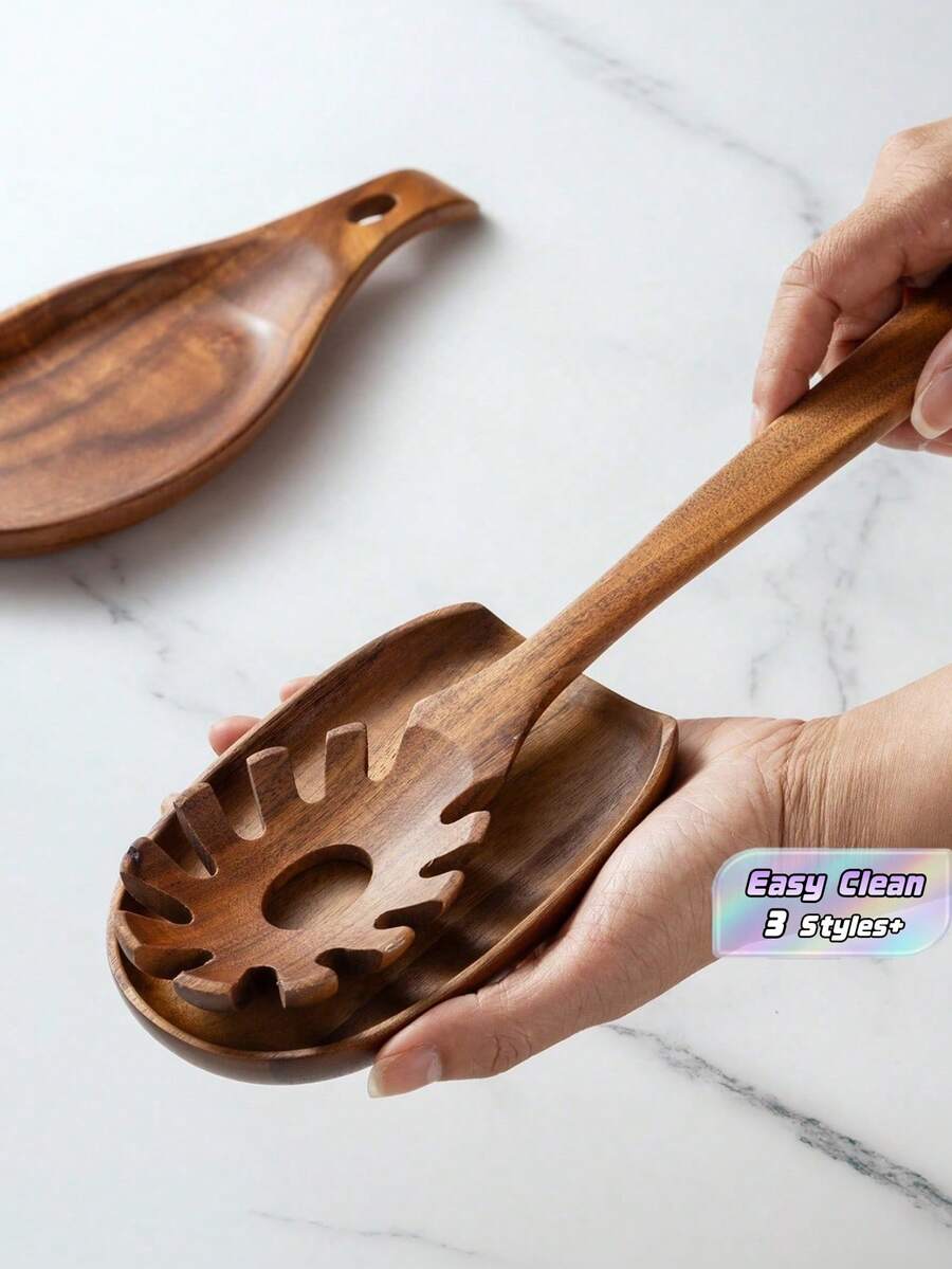 1pc Rosewood Spoon Rest For Kitchen Countertop Heat Resistant Utensil Holder Rack For Spatula Ladle Cooking Tools Home Decor Scandinavian Style Must Haves Christmas Stocking Stuffers Gift Idea - Brown - View 1