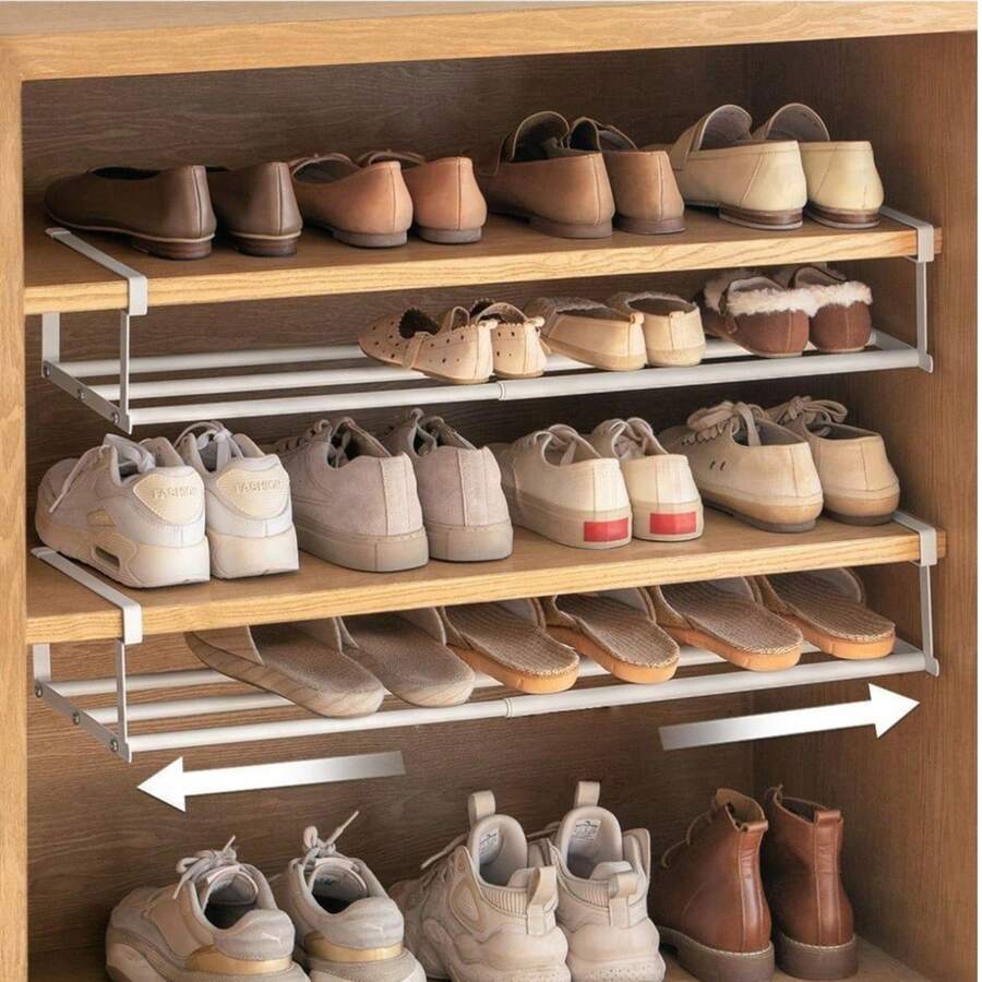 Shoe Rack - Home Use - Extendable Shoe Cabinet - Layered Divider - Shoe Holder - Hanging Basket - Easy Installation - Storage Rack - Shoe Organizer. - Multicolor - View 1