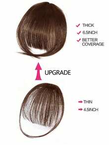 Human Hair Air Bangs With Sideburns Dark Brown Color Bangs Clip In Hair Extensions Beginner Friendly - S2 - View 3