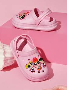 THE POWERPUFF GIRLS X SHEIN 可愛卡通兒童洞洞鞋，透氣快乾、輕便耐穿，適合室內外穿著的拖鞋涼鞋 - 粉色 - 查看 8