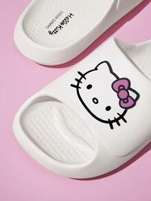 HELLO KITTY AND FRIENDS | SHEIN Fashionable Cute CartoonBlack Slip-On Slippers Non-Slip Quick-Drying Shower Slide, Lightweight And Durable EVA Material, In The House - White - View 4