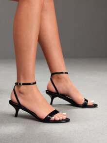 CUCCOO SZL 女款 5.5CM 尖頭黑色小貓跟鞋，易穿脫，性感百搭優雅，適合日常通勤/海灘/派對/約會/宴會 - 黑色. - 查看 7