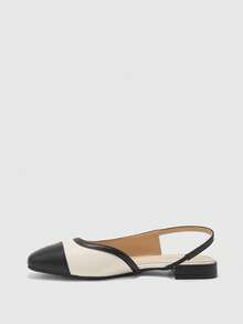 CUCCOO BIZCHIC Women Shoes Small Square Toe Thick Heel Flat Bottom Beige Building Color Comfortable And Simple Commuting Women's Flat Sole Shoes Slingback Shoes - Beige 98 #~ - View 9