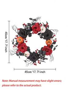 1pc Black Halloween Wreath With Twig Pine Needle & Pumpkin Decor, Gothic Door Hanging Circle For Party Halloween, Fall Front Porch Home Decoration - multicolor - View 10