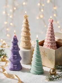 Heart Shape Christmas Tree Silicone Mold Christmas Bowknot Pillar Tree Candle Mold Gingerbread Concrete Soap Resin Casting Mold Christmas Home Decor - various - View 4