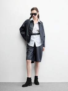 CUCCOO BIZCHIC 女士百搭黑色金屬扣設計通勤日常粗跟踝靴 - 深黑色 - 查看 6