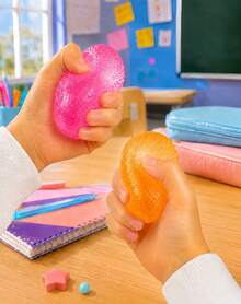 1pc Orange Gumdrop Shape Squishy Stress Relief Ball, 6cm Textured TPR Hand Squeeze Ball With Soft Maltose-Like Filling, Not Edible, For Office Desk, Car, Travel & Home Relaxation - Multicolor - View 2