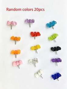 40 Assorted Cute Cartoon Resin Teddy Bear Thumbtacks, Suitable For Corkboards, Photo Walls, Decorative Maps, And More; Ideal For Schools, Homes, And Offices - Multicolor - View 5