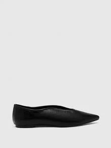 CUCCOO BIZCHIC Women's, Black V-Cut Pointed Flats, Workplace Commuter Dress, Work Shoes. - Black - View 8