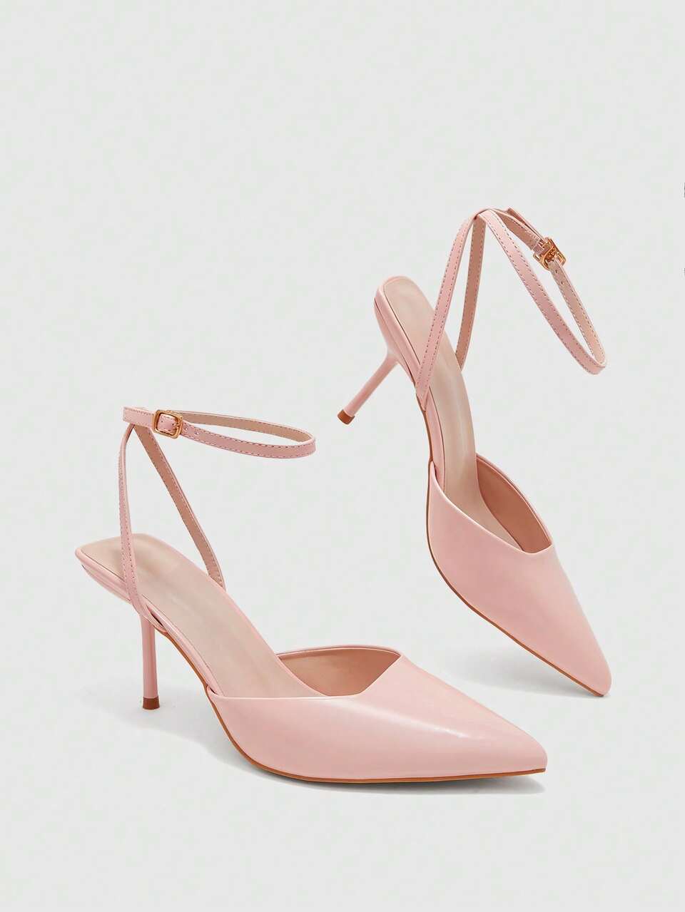 CUCCOO BIZCHIC Fashion Gold Color Ankle Strap Pointed Toe High Heels For Women Commuter,Date, Party, Wedding, Vacation Spring Shoes Spring Break Easter For Christmas Fall Shoes