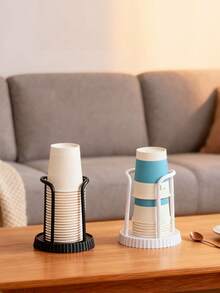 1PC Adjustable Plastic Paper Cup Dispenser, Random Color Multifunctional Cup Holder Organizer, Fits 3-7oz Disposable Cups, Space Saving Storage Rack For Kitchen Bathroom Coffee Station Office Desk - Multicolor - View 7